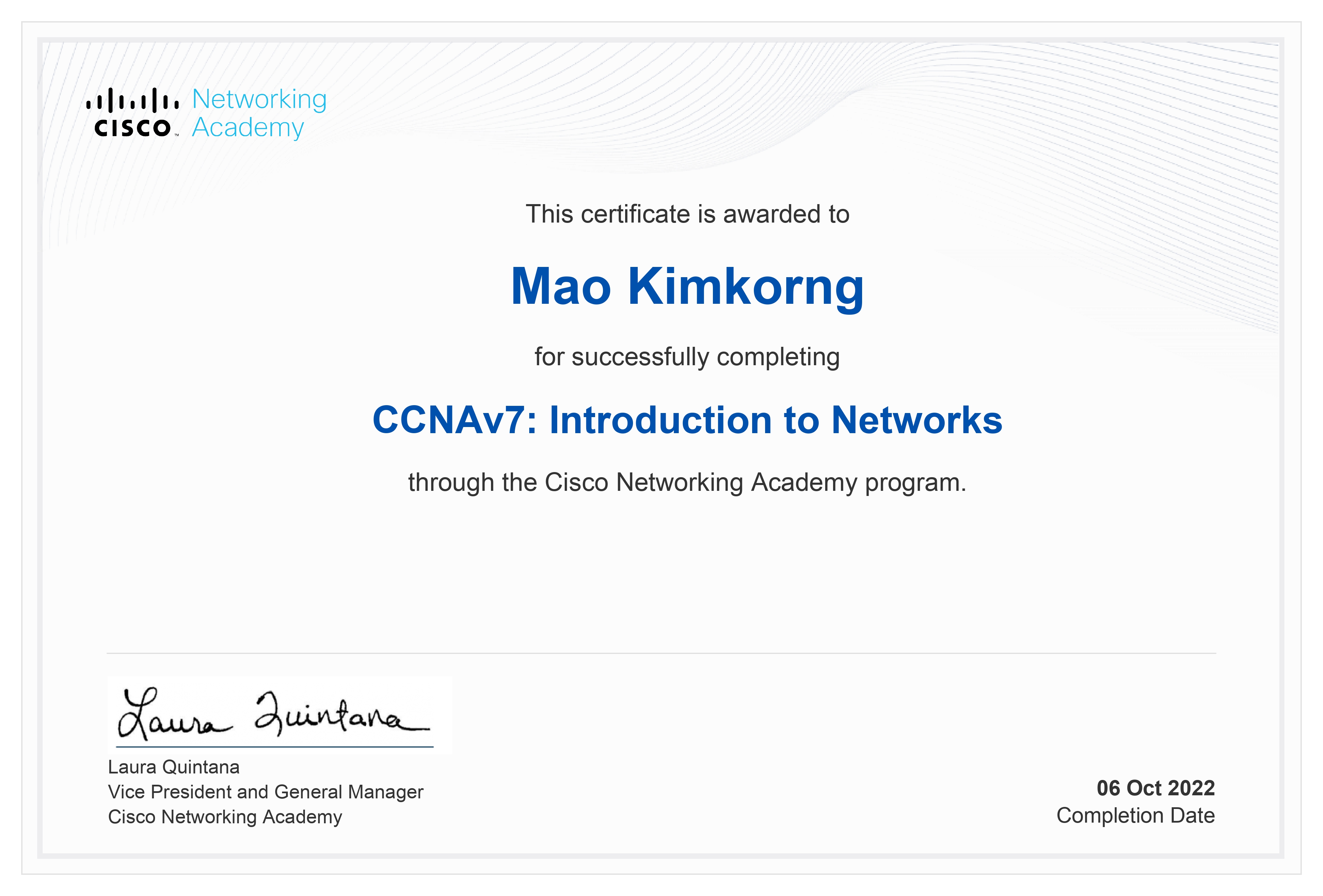 Ccnav7 Introduction To Network Certificate